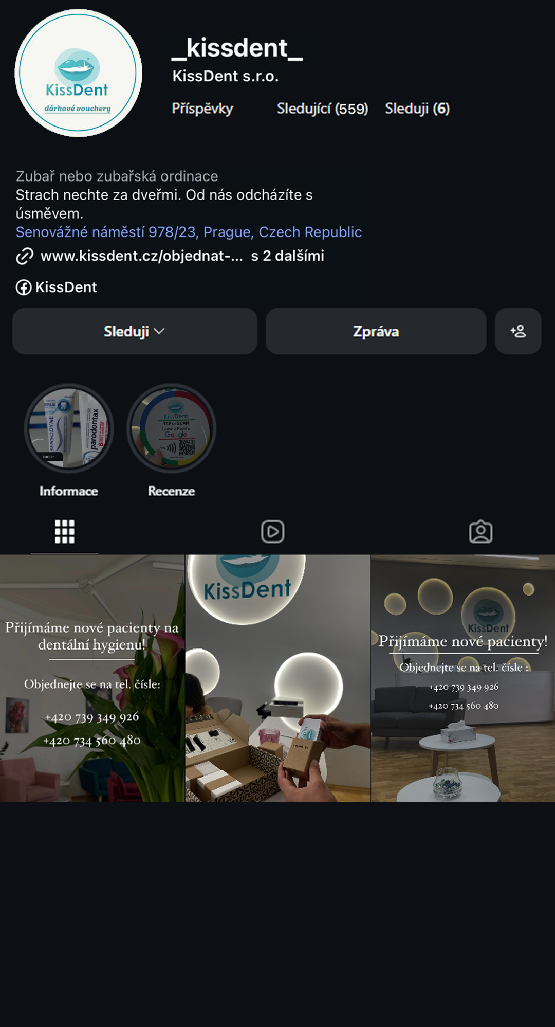 KissDent Instagram - před